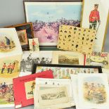 A LARGE BOX CONTAINING A NUMBER OF MILITARY RELATED MILITARY PRINTS, both in glazed frames and