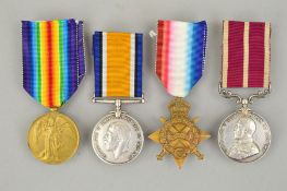 A WWI GEO V MERITORIOUS SERVICE MEDAL AND 1914-15 STAR TRIO OF MEDALS, named to T3-028770 Dvr A A