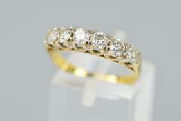 A LATE 20TH CENTURY DIAMOND HALF HOOP RING, six modern round brilliant cut diamonds totalling