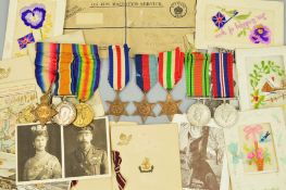 A FATHER AND SON FAMILY GROUP OF MEDALS, with paperwork etc, WWI 1914-15 Star trio, named to