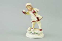 A ROYAL WORCESTER MONTHS OF THE YEAR FIGURE, 'December' RW3458, modelled by F G Doughty, height 16.