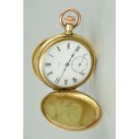 A GOLD PLATED FULL HUNTER POCKET WATCH