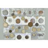 A SELECTION OF ASSORTED COINS, to include three James II gun money pieces, 2 x 3 shillings, one