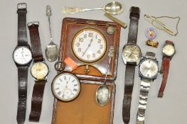 A SELECTION OF WATCHES etc to include an early 20th Century silver cased pocket watch, with