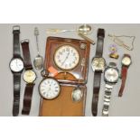 A SELECTION OF WATCHES etc to include an early 20th Century silver cased pocket watch, with