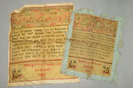 TWO VICTORIAN NEEDLEWORK SAMPLERS both by Barbara Patterson of Arbroath, features the Lords Prayer