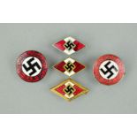 AN ACCUMULATION OF NAZI 3RD REICH PARTY BADGES/HITLER YOUTH BADGES, to include N.S.D.A.P. Party