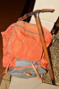 A VINTAGE STUBAI ASCHENBRENNER MOUNTAINEER'S ICE AXE, complete with wrist strap, together with a