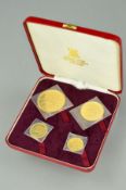 ISLE OF MAN (POBJOY), still sealed gold set in case, four coin five pounds to half Sovereign 1974,