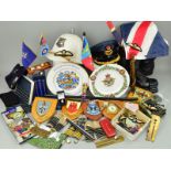 A LARGE BOX CONTAINING A QUANTITY OF COLLECTABLES, attributed to group Captain G H Burgess, to