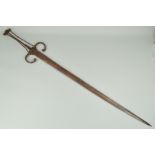 AN EXAMPLE OF A 15TH CENTURY STYLE FUNERY SWORD, 133cm in length with an ornate grip, this sword