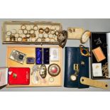 A LARGE QUANTITY OF ASSORTED COSTUME JEWELLERY ITEMS to include a vintage watch bangle case, a large