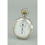 A SILVER CHRONOGRAPH POCKET WATCH, number 20636, Birmingham 1893, movement inscribed 'Patented Aug