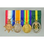 A MOUNTED WWI GROUP OF FOUR MEDALS, to Major M.S. Spence 1914-15 Star trio, together with GEO V