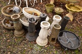 A QUANTITY OF VARIOUS PLASTIC WATER FEATURES SHAPED LIKE BIRD BATHS (sd)