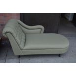 A MODERN GREEN UPHOLSTERED CHAISE LONGUE