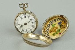A GEORGE III PAIR CASED POCKET WATCH by W M Creak, London, numbered 6159, silver marks rubbed,