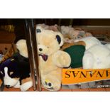 THREE BOXES AND LOOSE TEDDY BEARS AND SOFT TOYS, to include 'Harrods 1998', etc
