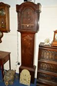 A GEORGE III OAK LONGCASE CLOCK, the painted dial with seperate eight day movement and a bag of