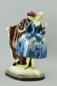 A GOLDSCHEIDER FIGURE GROUP LAMP BASE, courting couple, printed backstamp and impressed No 5517,