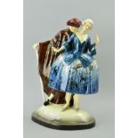 A GOLDSCHEIDER FIGURE GROUP LAMP BASE, courting couple, printed backstamp and impressed No 5517,