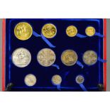 A CASED SET OF VICTORIA JUBILEE COINS, 1887, gold five pounds to silver threepence, to include