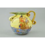 A FIELDINGS CROWN DEVON DECO STYLE JUG, Galleon scenes, with gilt detail and handle, height 15.5cm