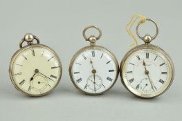 THREE MIXED SILVER POCKET WATCHES