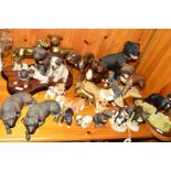 A GROUP OF DOG ORNAMENTS, mostly Staffordshire Bull Terriers, to include Border Fine Arts,