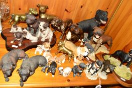 A GROUP OF DOG ORNAMENTS, mostly Staffordshire Bull Terriers, to include Border Fine Arts,