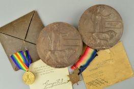 A WWI GROUPING TO BROTHERS WHO BOTH LOST THEIR LIVES IN THE FIGHTING DURING WWI, Memorial Death