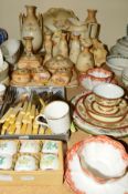 A COLLECTION OF BLUSH IVORY WARES BY CROWN DEVON, CROWN DUCAL etc to include dressing table items,