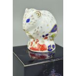 A BOXED ROYAL CROWN DERBY PAPERWEIGHT, 'Derby Dormouse', gold stopper