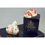 TWO BOXED ROYAL CROWN DERBY PAPERWEIGHTS, 'Puppy' and 'Meadow Rabbit', both exclusive for Collectors