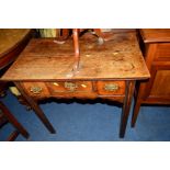 A GEORGIAN OAK LOWBOY with three various drawers (sd)