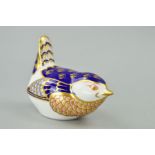 A ROYAL CROWN DERBY PAPERWEIGHT, 'Wren', ceramic base stopper