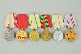 A SMALL COLLECTION OF SIX RUSSIAN MILITARY WWII/POST WWII MEDALS, as follows, 1917-1997 Great