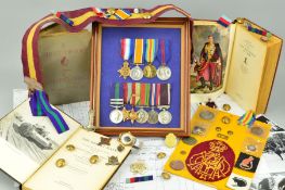 A FAMILY (FATHER AND SON) WWI AND WWII GROUP OF MEDALS, with extensive paperwork, copy