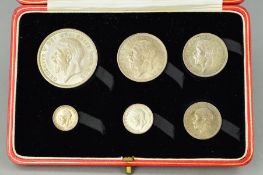 A 1927 SILVER PROOF SET, in box of issue, Wreath Crown to 3d (6)