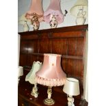 A QUANTITY OF TABLE LAMPS to include five ceramic table lamps, etc