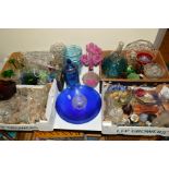 FOUR BOXES AND LOOSE GLASSWARES, etc