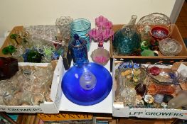 FOUR BOXES AND LOOSE GLASSWARES, etc