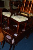 A GEORGIAN MAHOGANY PEMBROKE TABLE together with six various Victorian chairs (7)