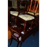 A GEORGIAN MAHOGANY PEMBROKE TABLE together with six various Victorian chairs (7)