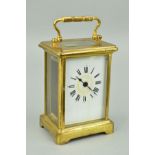 A BRASS CARRIAGE CLOCK