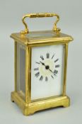 A BRASS CARRIAGE CLOCK