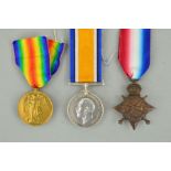 A WWI 1914-15 STAR TRIO OF MEDALS, named S-5809 J.W. Norman, black watch, Royal Highlanders