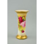 A SMALL ROYAL WORCESTER VASE, handpainted with roses, signed 'Spilsbury', puce backstamp and G923,