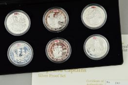 A ROYAL MINT BOXED HISTORY OF THE ROYAL NAVY SHIPS SIX COIN SILVER PROOF SET, Guernsey 2009, with