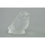 A SMALL LALIQUE FROSTED GLASS OWL, signed to base, height 5.5cm